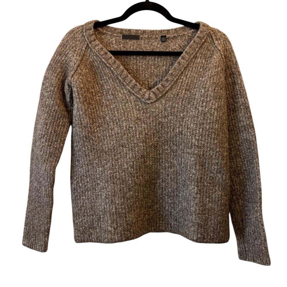 ATM V-Neck Brown Wool Sweater Size Medium Minimalist Capsule Neutral luxury